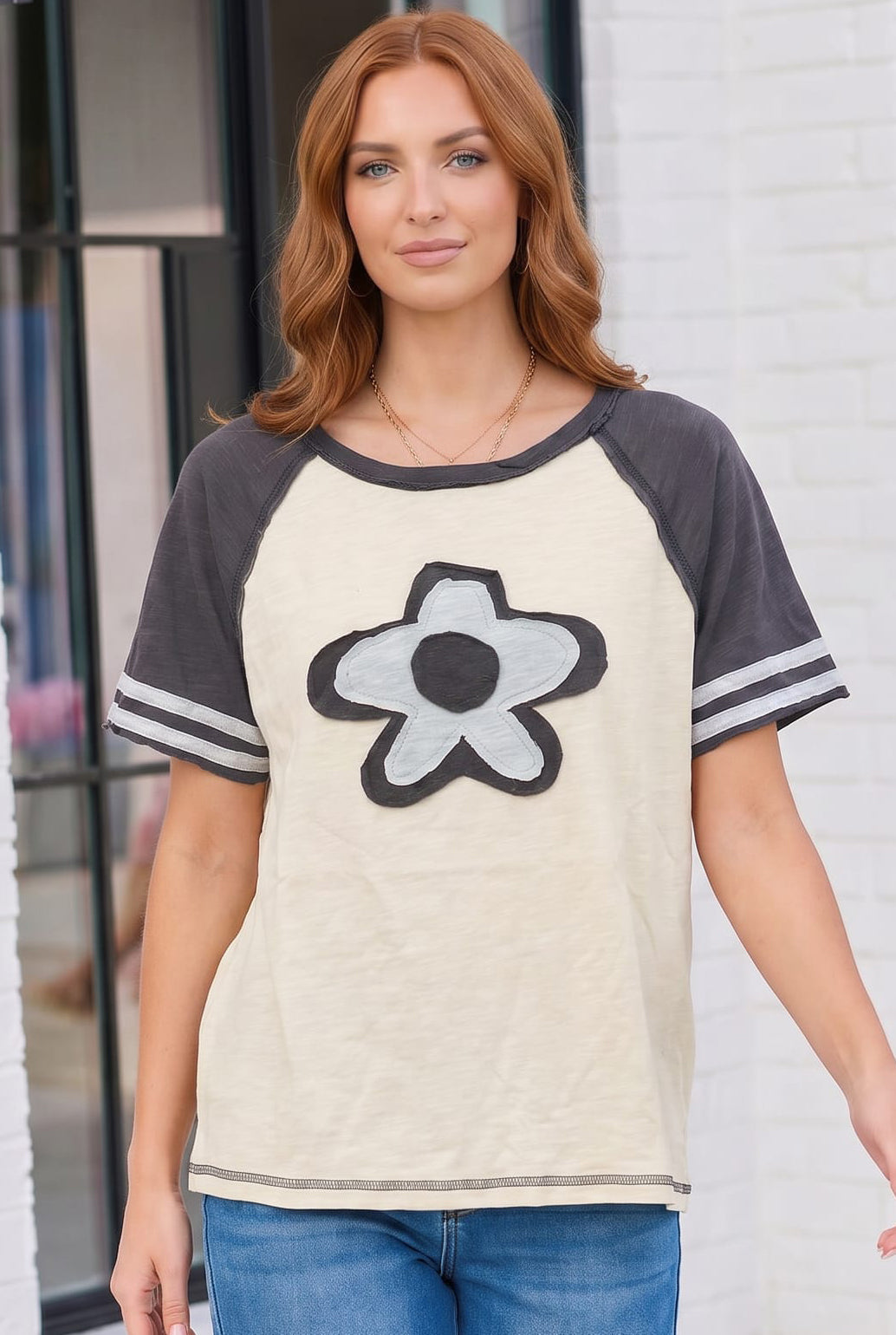 Retro Flower Power Baseball Tee