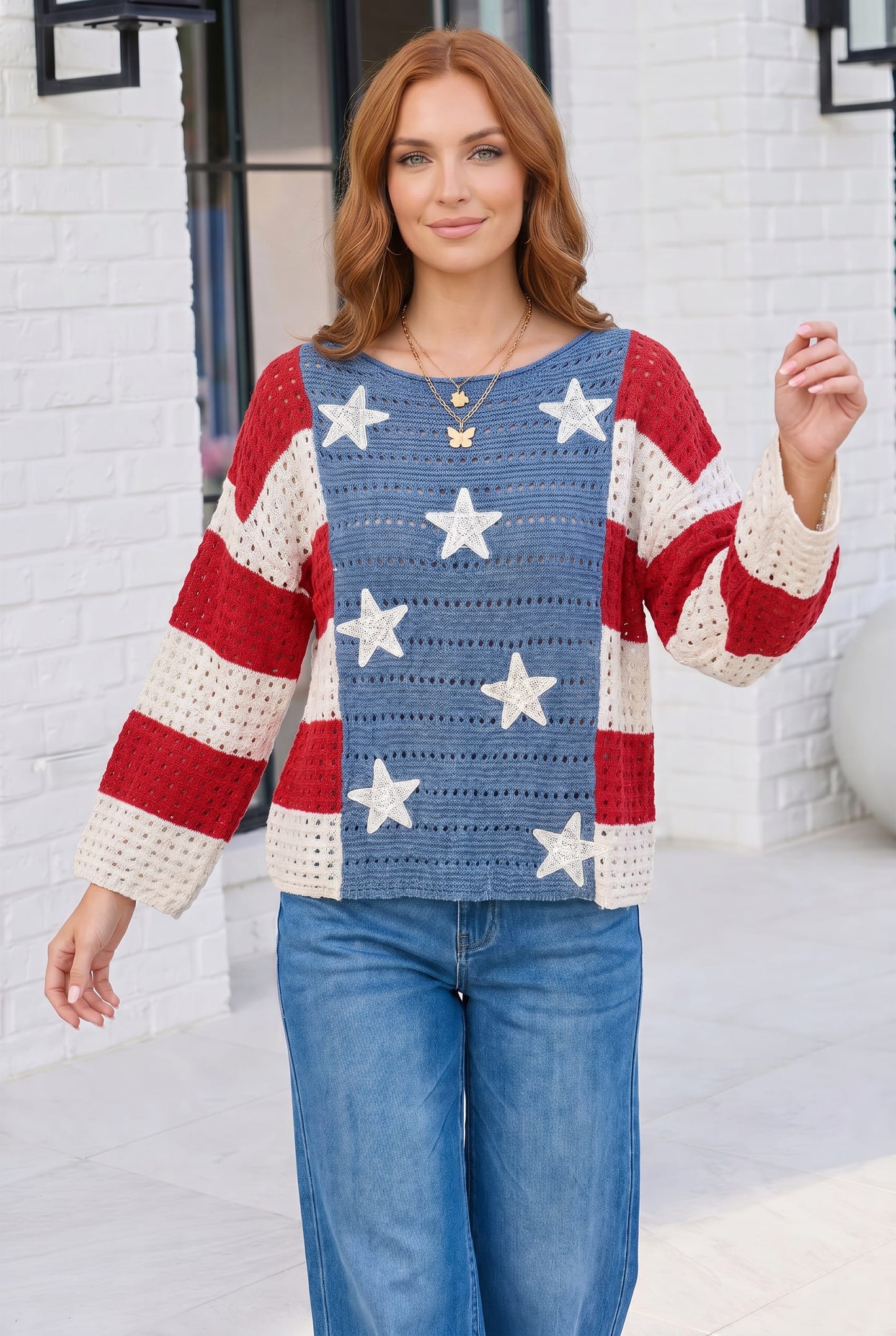 Stars and Stripes Crochet Sweater