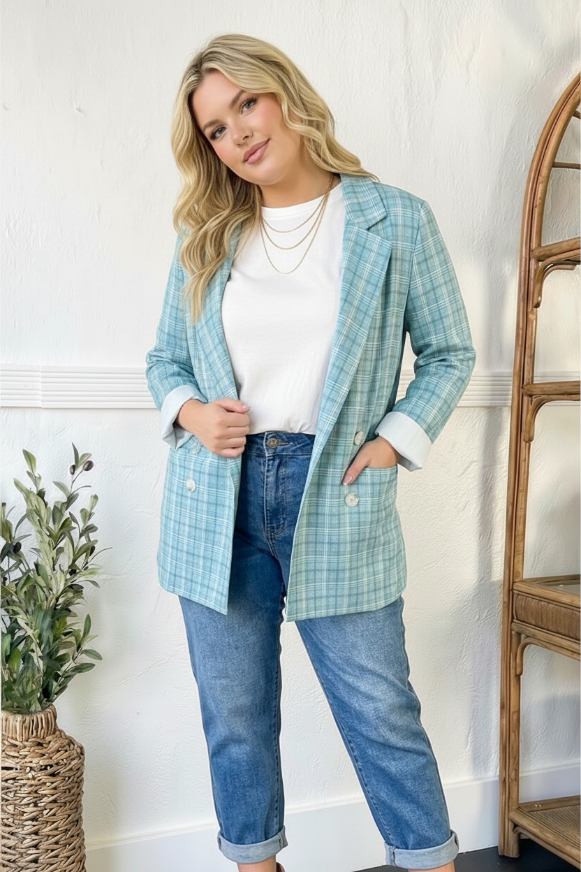 Mint To Be Plaid Blazer
