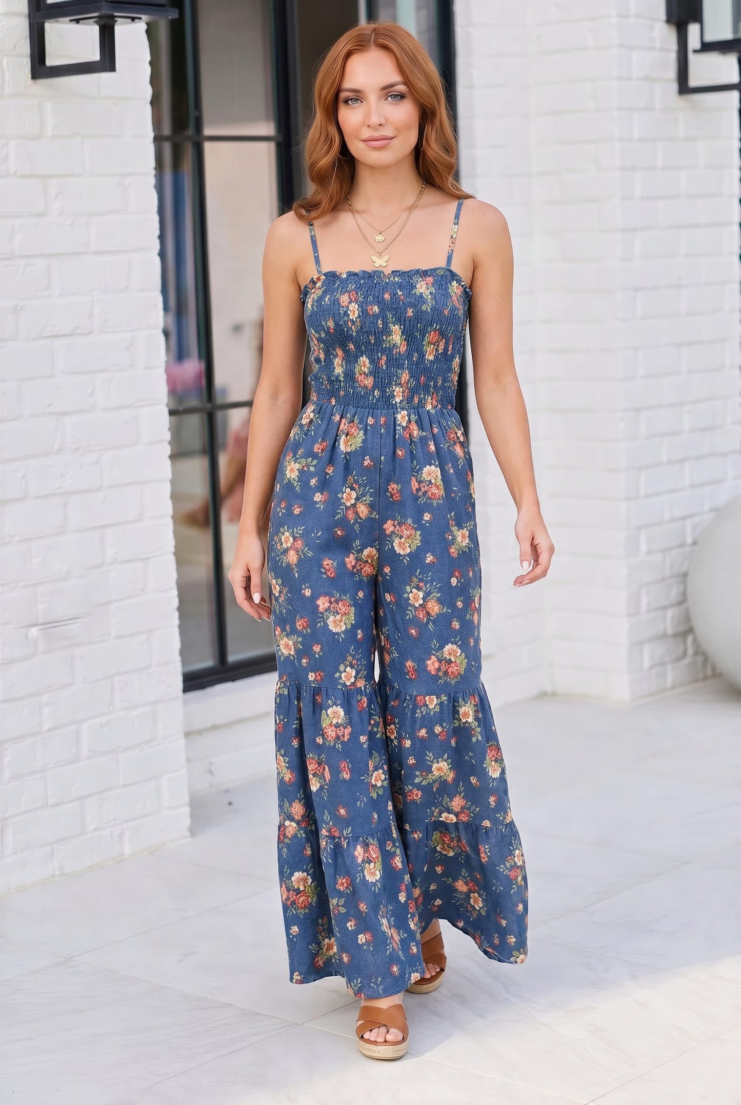 Groovy Florals Smocked Jumpsuit
