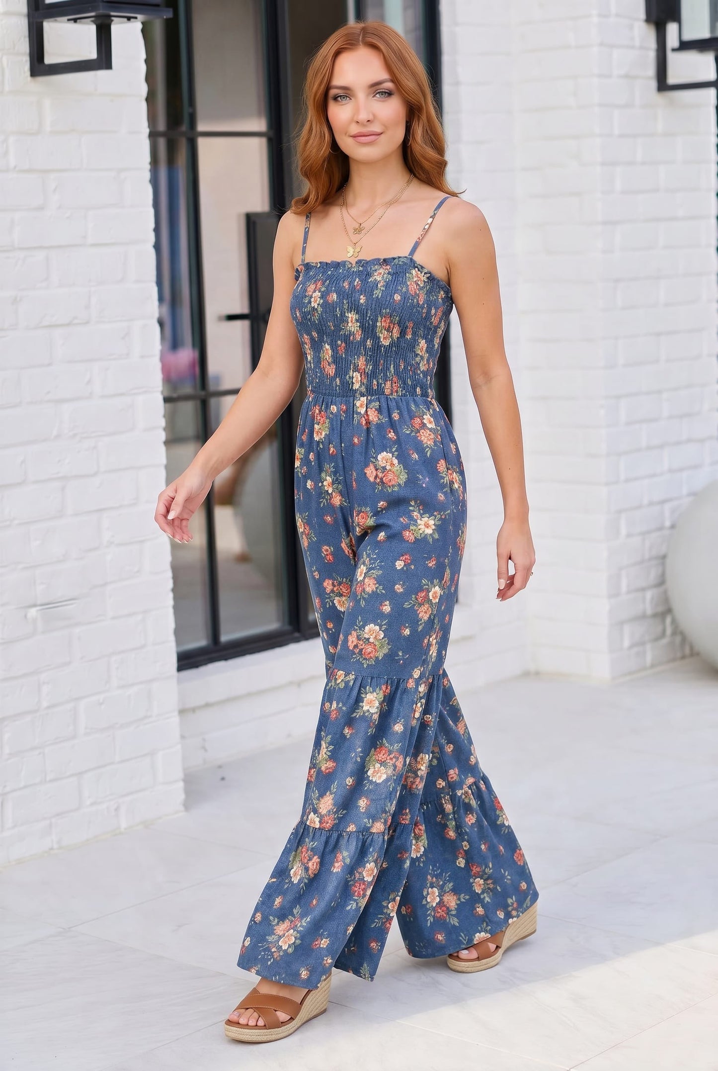Groovy Florals Smocked Jumpsuit