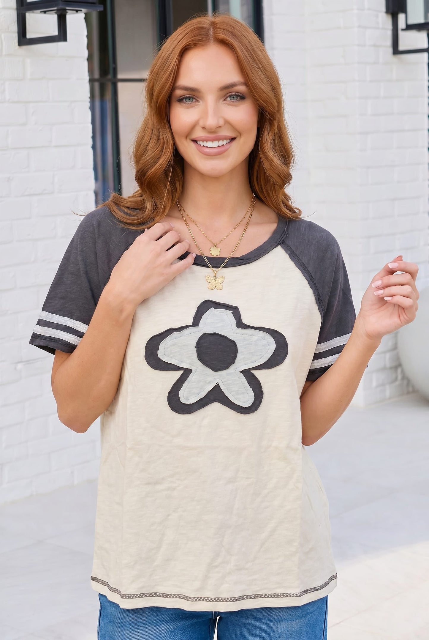 Retro Flower Power Baseball Tee