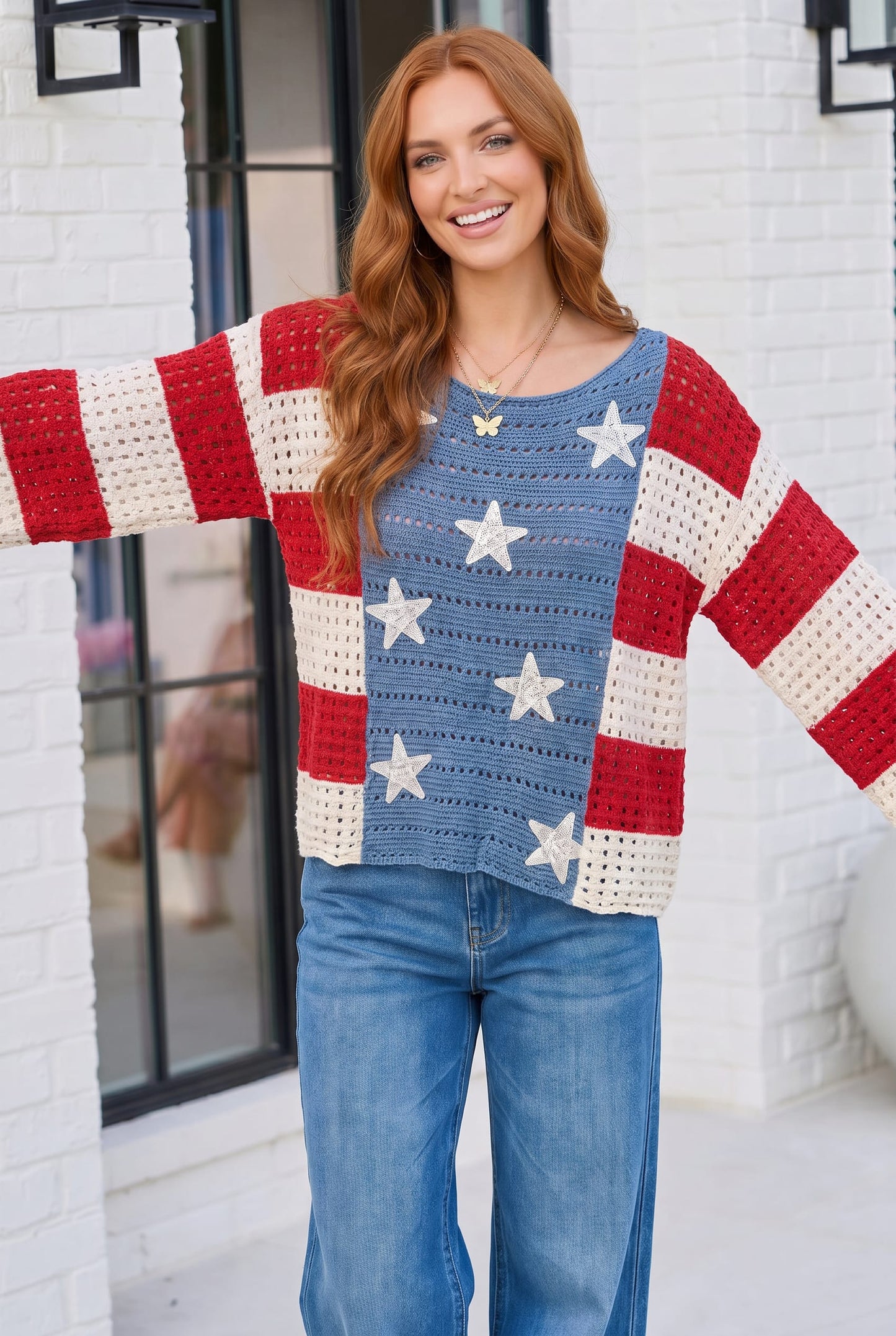 Stars and Stripes Crochet Sweater
