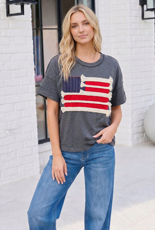Stars and Stripes Fringe Flag Graphic Tee