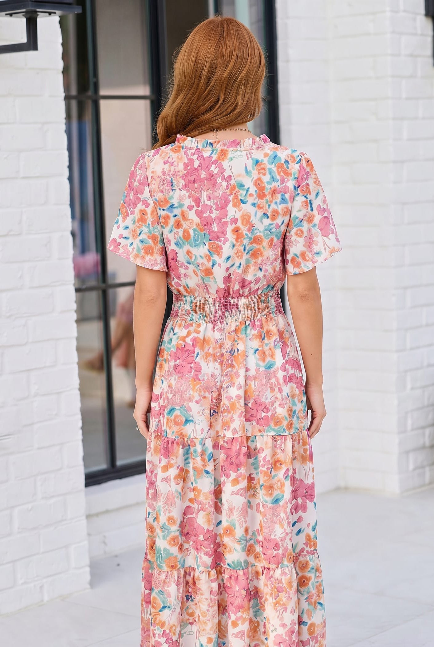 Paint and Sip Floral Tiered Midi Dress