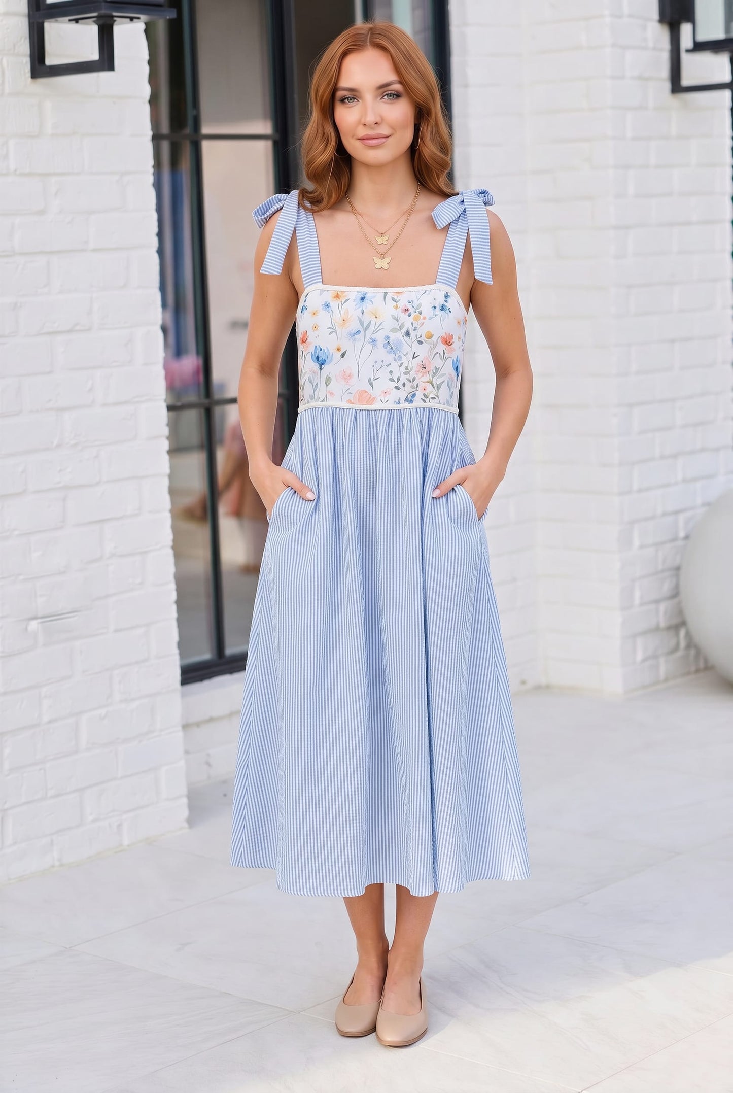 Wildflower Wishes Striped Midi Dress