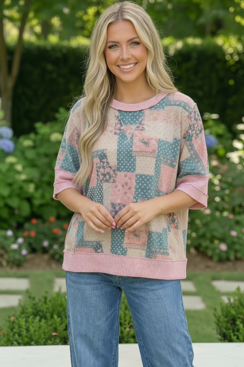 Patchwork Dreams Short Sleeve Top