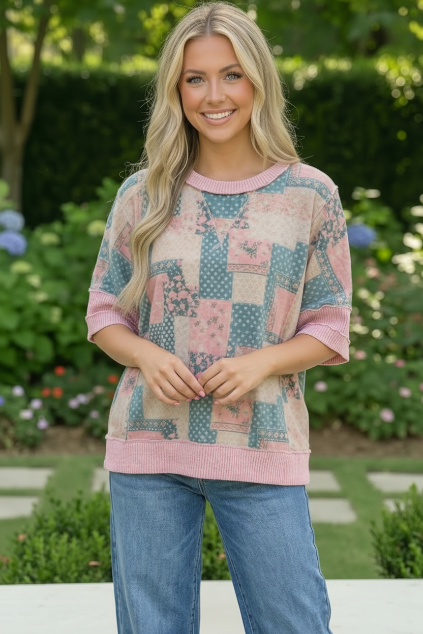 Patchwork Dreams Short Sleeve Top