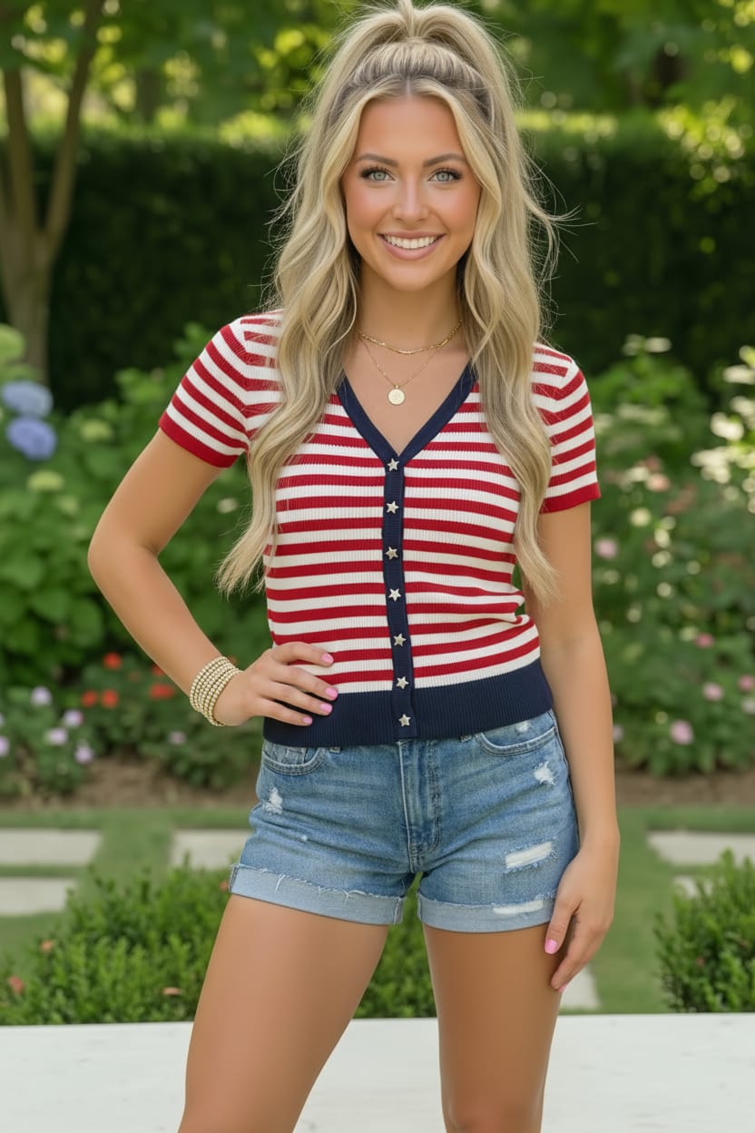 Stars and Stripes Forever Knit Top