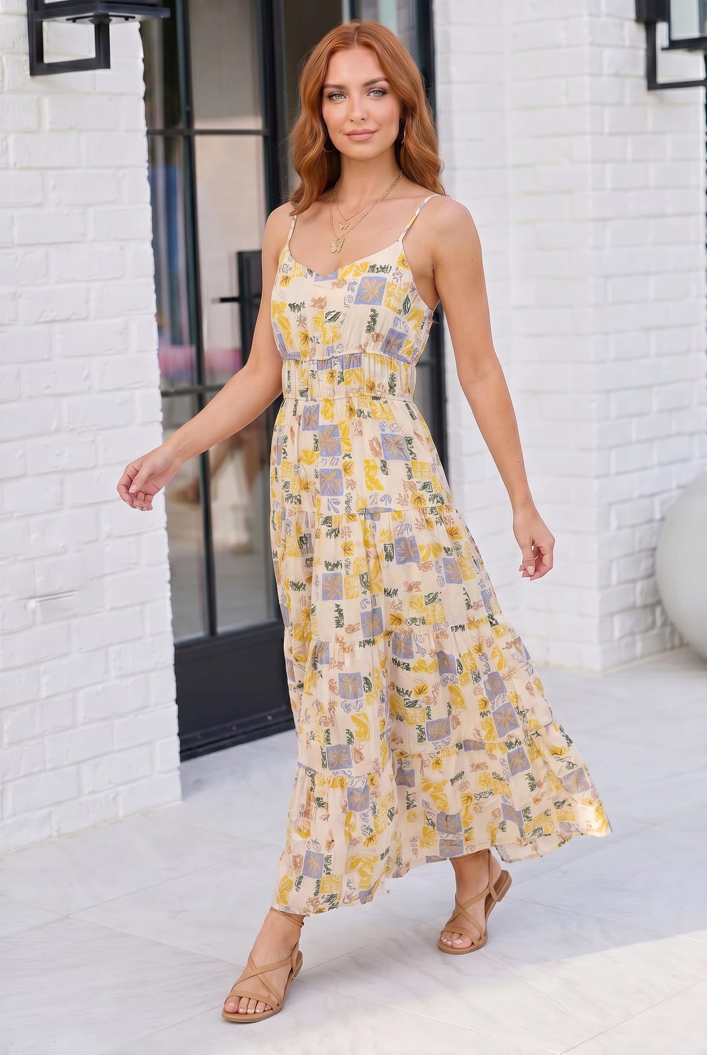 Sun Kissed Patchwork Print Tiered Maxi Dress