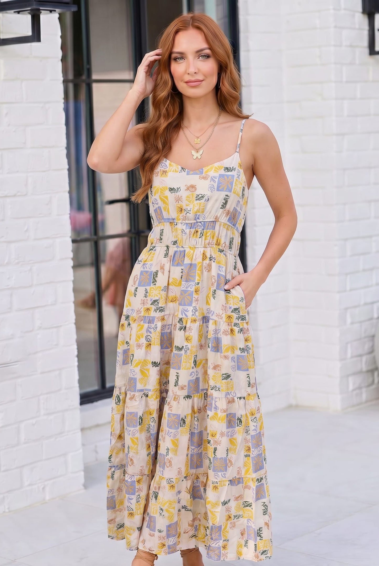 Sun Kissed Patchwork Print Tiered Maxi Dress