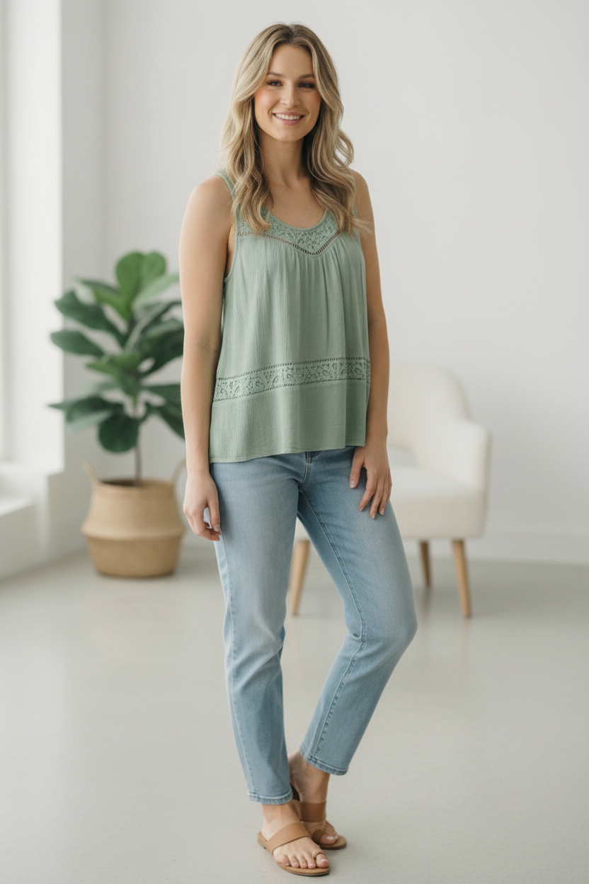 Sage & Sweet Lace Tank Top